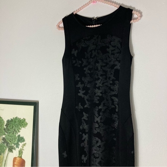 Just Cavalli Black Butterfly Embossed Dress Size 40